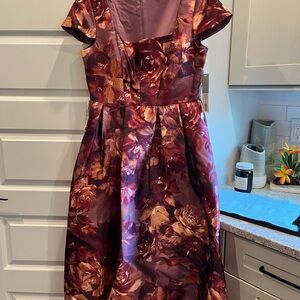 Kay Unger Burgundy Floral Formal Dress